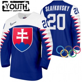 Camisola Eslováquia Juraj Slafkovsky 20 2022 Winter Olympics Navy Authentic - Criança